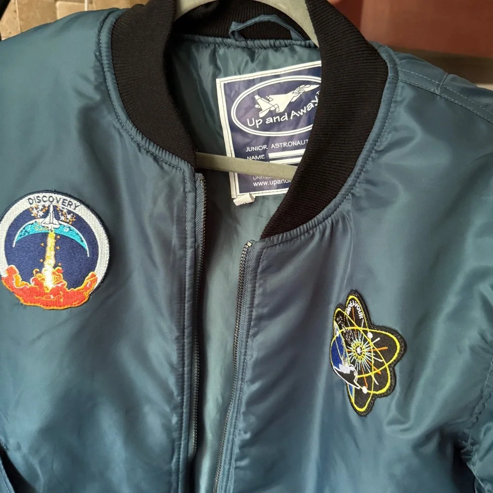 Up and Away Junior Astronaut Jacket Kids XL 14 NASA Space Flight Bomber Blue